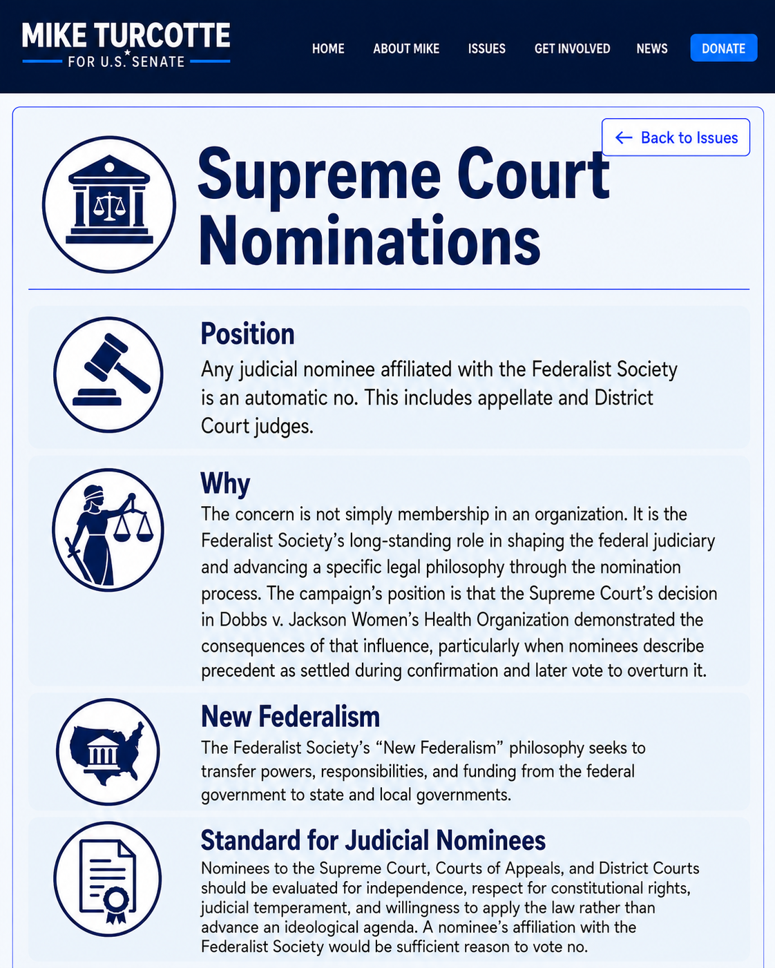 Supreme Court Nominations campaign page
